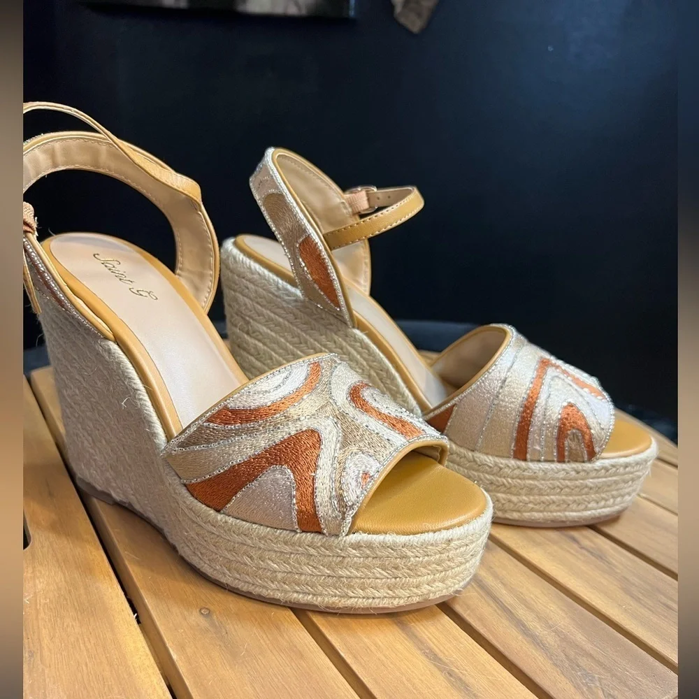 🧡🤎SAINT G Marcilia GORGEOUS Platform Wedges 🧡🤎SZ 11-NWT